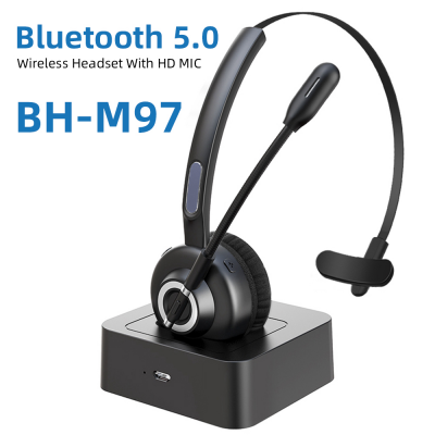 M97 BT Wireless Headset with Microphone & Charging Station Truck Driver Call Center Office Business Headset